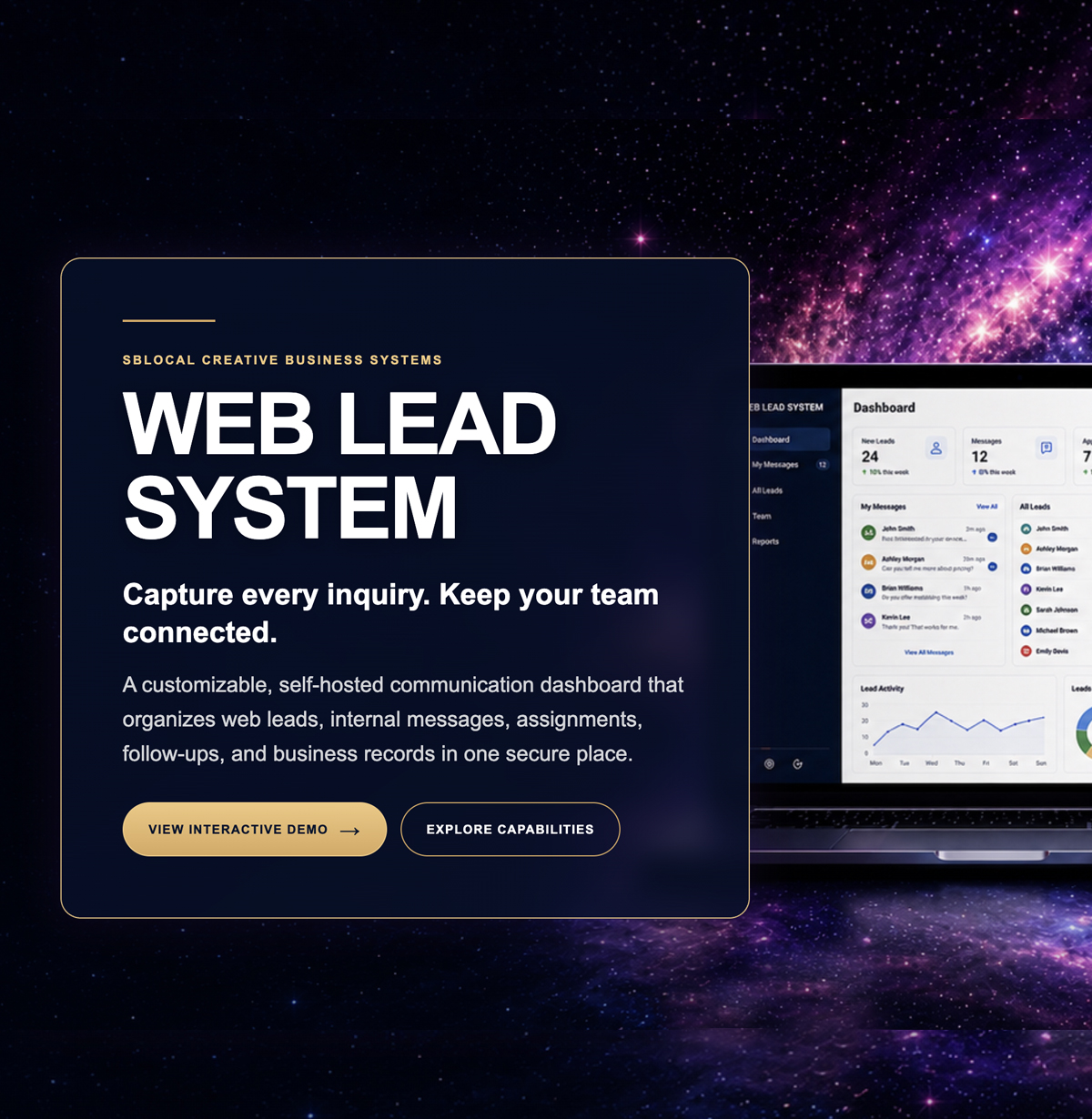 Website Lead Contact System user dashboard